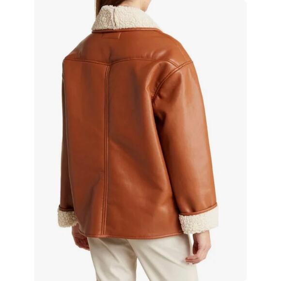 Blank NYC Rainmaker Sherpa Jacket Faux Fur Backing & Trim Size Large NWT Cozy - Picture 9 of 16